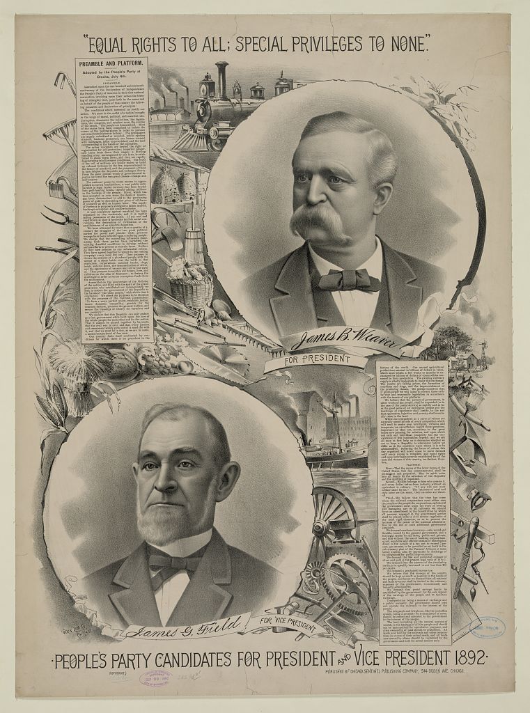 People's Party campaign poster, 1892. 